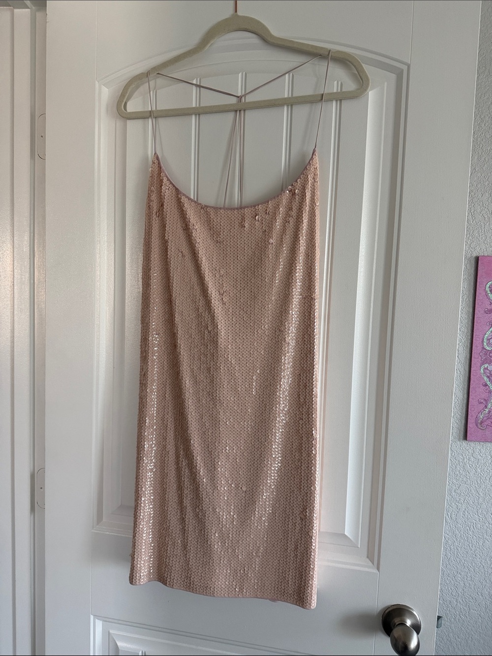 Express Blush Sequin Midi Slip Dress